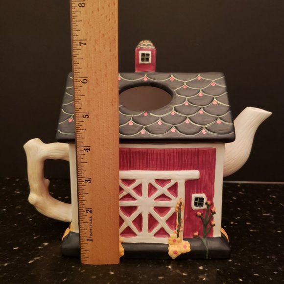 RARE Sakura Warren Kimble Red Barn Teapot Farmhouse Hand Painted Vintage kitschy - Picture 8 of 8